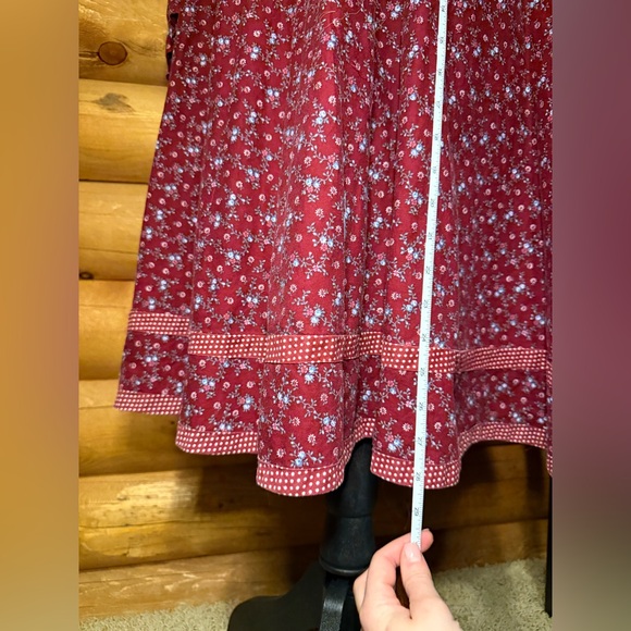 Gunne Sax Burgundy Floral Long Sleeve Dress - Picture 5 of 7